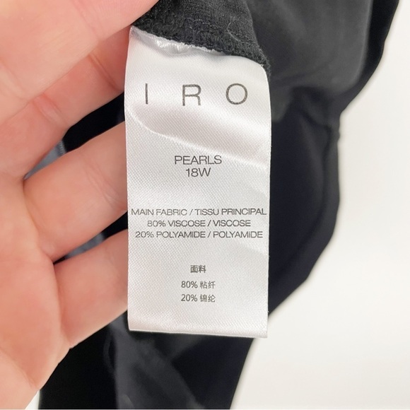 IRO Pearls Draped Mini Dress Solid Black Large Cocktail Party Casual - Picture 8 of 8